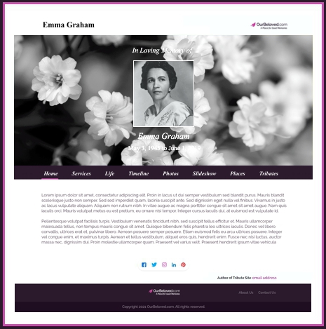 personlized memorial page online