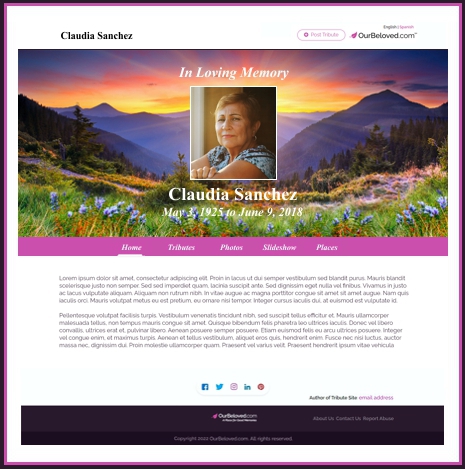 personlized memorial page online